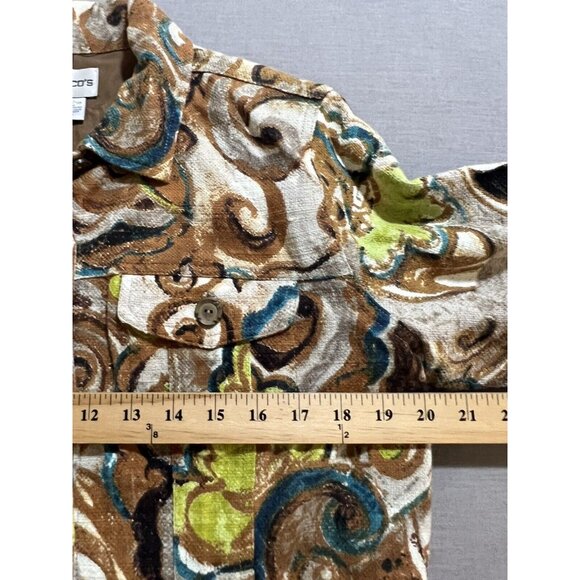 Vintage 90s Chicos Blazer Jacket Womens Size 1 Brown Floral Button Lined Ladies. - Picture 9 of 11